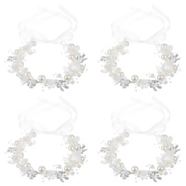 Limbeuuu 4 Pcs Flower Headpiece Rhinestone Crystal Wedding Headband Bridal Flower Headband for Girls Hair (Silver)