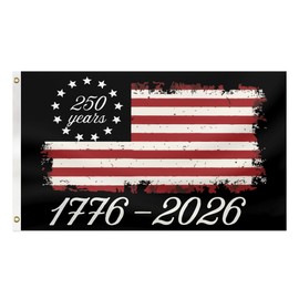 America Birthday Flag 3x5FT 1776 2026 250th Years Anniversary for Yard Sign God Bless Usa Patriot House Flag No Flagstand (black)