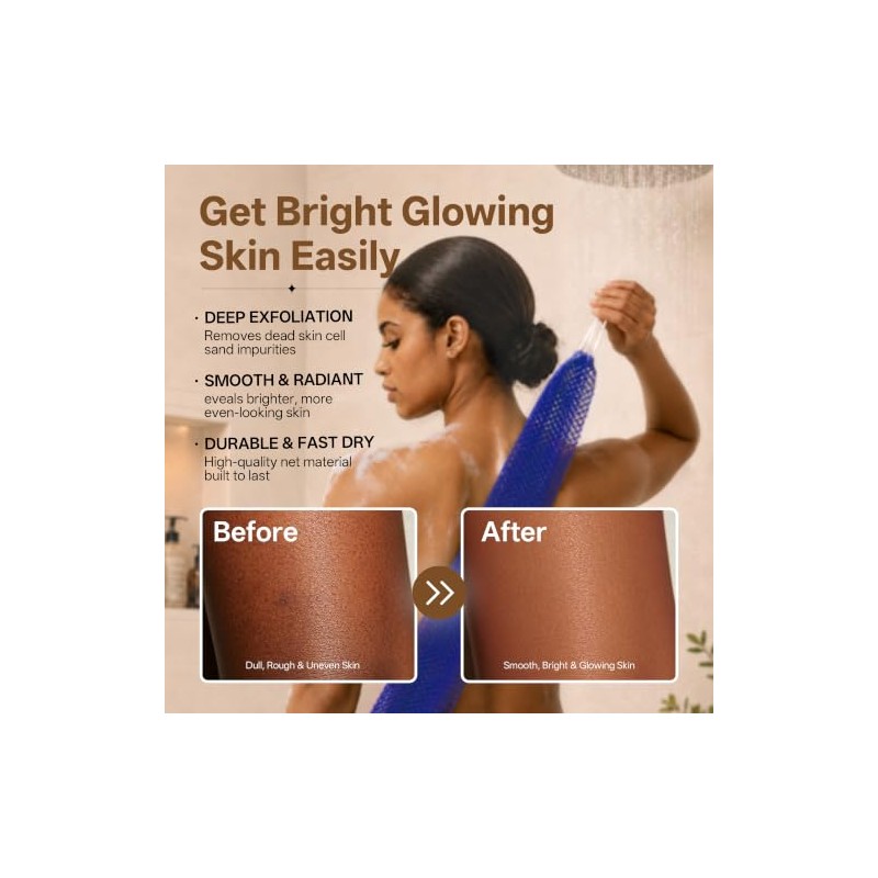 Esponja de red africana para la ducha, 2 esponjas exfoliantes