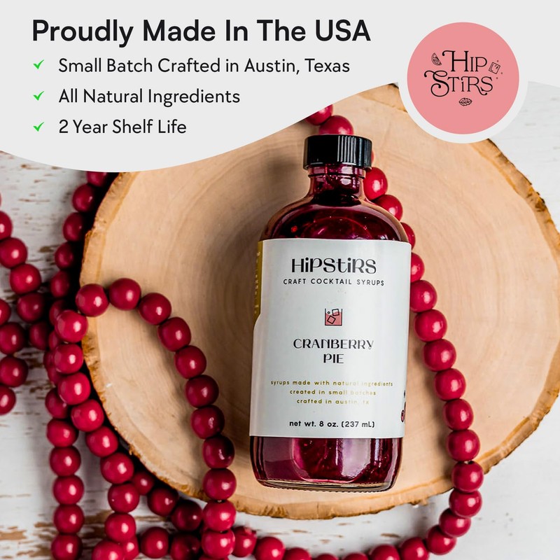 HipStirs Cranberry Syrup for Drinks - Our Cranberry Pie Syrup
