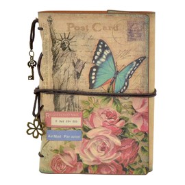 NectaRoy Retro Vintage Leather Writing Journal Notebook, European Style Spiral Bound Loose-leaf Refillable Daily Sketchbook Diary Traveler with Blank Inserts and Zipper Pocket, 185 x 130 mm