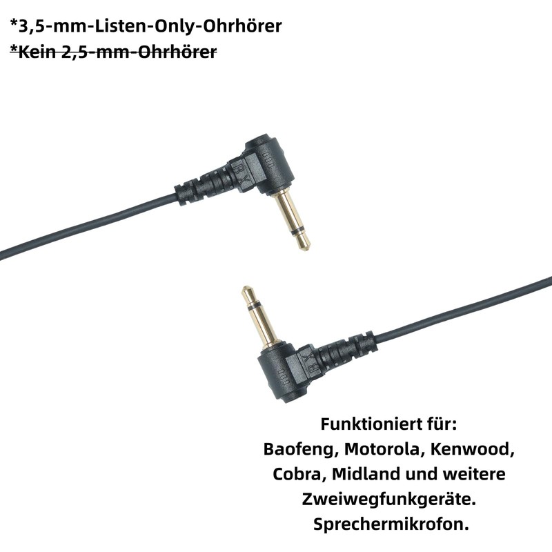 Klykon Auricolari poliziotti da 3,5 mm, 1 pin, con un