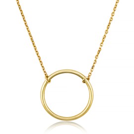 MAX + STONE 10k Yellow Gold Open Circle Pendant Necklace for Women | Real Gold Adjustable 16-18 Inch Dainty Karma Necklace
