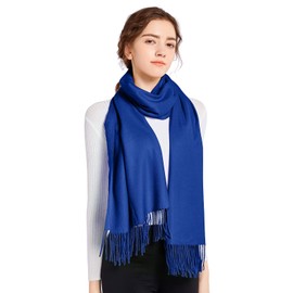ELF KUCKUCK cuddly warm winter scarves, long women's scarf with cotton fringes, cashmere feel, royal, 200x70cm