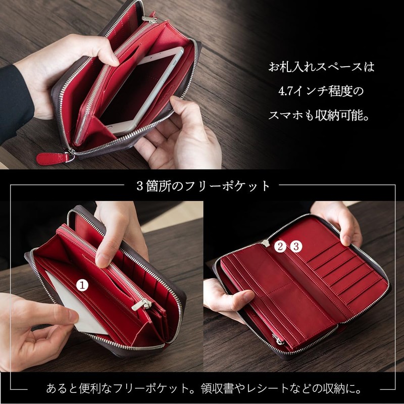 Dom Teporna Men's Long Wallet, Genuine Leather, Graduated Leather, Large