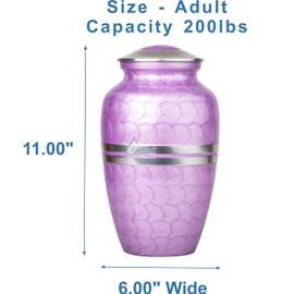 INTAJ Cremation Urn for Human Ashes – Memorial Urn for Men and Women, Decorative Large Burial Urn Holds Ashes Up to 250lbs (Orchid)