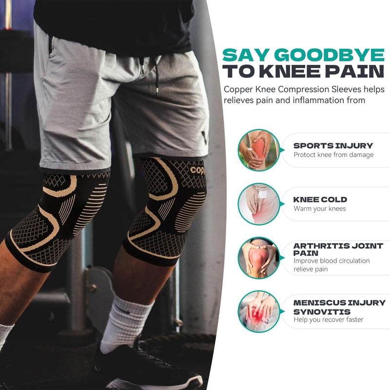 INDEEMAX Copper Knee Brace for Women Men Plus Size, 2