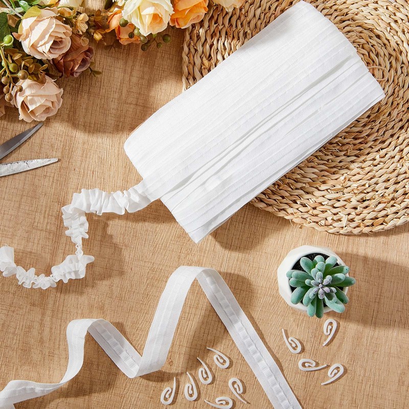 Wesnoy 32.8 Yards Pinch Pleat Drapery Tape with 150 Hooks