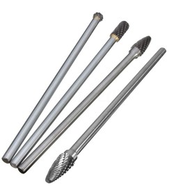 Bestgle 4pcs 6mm(1/4”) Shank Tungsten Carbide Rotary Cutting Burr Die Grinder Bit for DIY Woodworking, Metal Carving, Polishing, Engraving, Drilling, 150-160mm Length