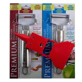 Muxel Saver Peeler and Julienne Cutter Set with Slicer Plate Serrated Prong Blade