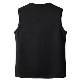 Harbrosrce Men's Knitted Gilet with Check Fleece Lining Sleeveless Cardigans V-Neck Sweater Vest Tank Tops Black