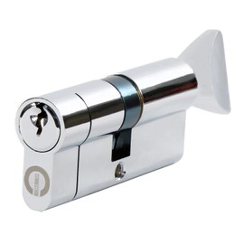 Anti-Theft Euro Thumbturn Cylinder,Chrome 40/40T 80mm,Euro Door Barrel Lock with 3 Keys,Brass Cylinder and Zinc Knob,Suitable for All Door Types