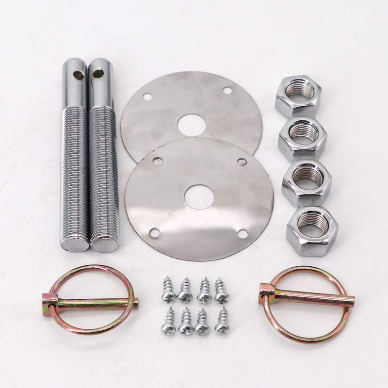 KIPA Stainless Hood Pin Set Chrome Hardware for Chevy Ford