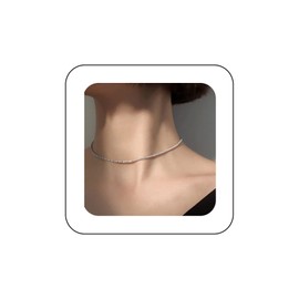 Inilbran Gypsophila Necklace Choker Silver Shiny Choker Necklace Sparkling Necklace Minimalist Chain Necklace Jewellery for Women and Girls, Metal