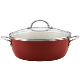 Ayesha Curry Kitchenware Ayesha Curry Home Collection Nonstick Stock Pot/Stockpot with Lid, 7.5 Quart, Sienna Red