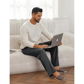 Ekouaer Mens Pajama Pants Lounge Pants with Pockets Soft Sleep Pants Loose Fit Pj Bottoms with Drawstring S-XXL