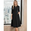 Allegra K Women's 3/4 Sleeve Dresses V Neck Elegant A-Line