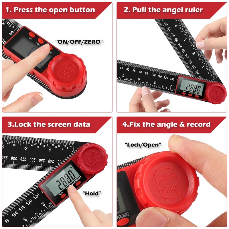 Digital Angle Finder Ruler with LCD Display, 200mm/7 Inch Digital