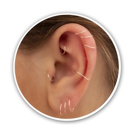 Helix Ring Nose Piercing Small Sterling Silver Huggie Hoop Earrings for Women Cartilage Nose Helix Tragus (Silver, 5mm 24 gauge / 1 pair)