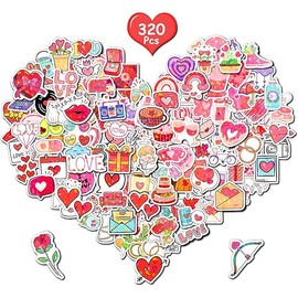 Valentines Stickers, 16 Sheets Shiny Happy Valentines Day Stickers for Kids Toddlers, Crafts for Kids Class Classroom School Party Favors Decorations Decor Goodie Bags Gifts