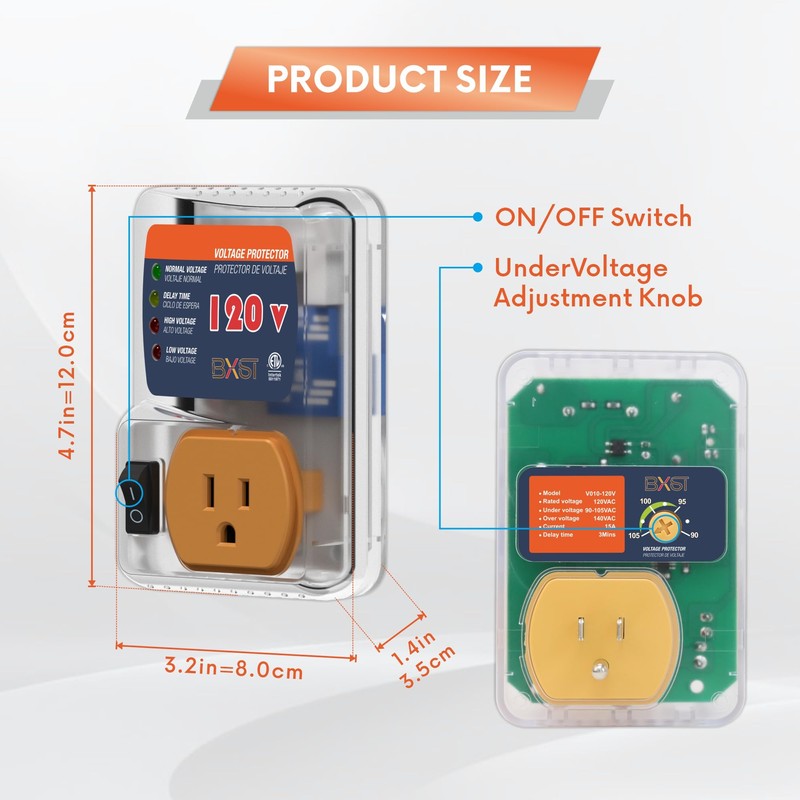 [ETL Listed] BXST Single Outlet Surge Protector for Refrigerators Voltage