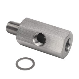 Adapter Tee - 1/8" BSPT Oil Pressure Sensor Tee Gasket to NPT Adapter Turbo Supply Feed Line Gauge