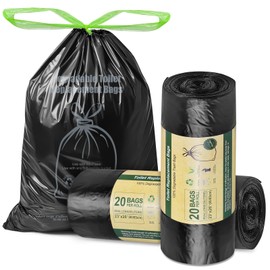 BLIKA 40 Count Toilet Replacement Bags with Drawstring, 8 Gallon, 30 Liter, Heavy Duty 1.97 Mils, Compost Bags 8 Gallon, Camping Toilet Bags for Portable Toilet, Car Travel, Camping, Long Trips