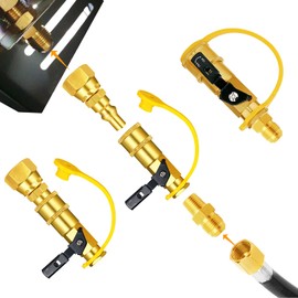 MENSI 1/4" Quick Connect Propane Disconnect Universal Adapter Kit Convert Regulator with 3/8" Female Flare to Quick-Release Connection