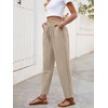 Puimentiua Women Linen Pants Lightweight Capri Pants with Lace Side