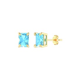 Belinda Jewelz 14k Yellow Gold White Gold 7x5mm Octagonal Cut Sparkle Birth Gemstone Earrings Jewelry Fine Stud Bling Zodiac Prong Setting Push back stud earring Accessories Gifts for Women, natural