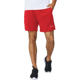 Baleaf - Pantalones cortos deportivos de 12.7 cm para hombre, con bolsillo con cierre, Atlético, Rojo, XX-Large