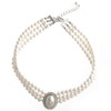 VingTAINE C14-68 3 Row Gorgeous Pearl Oval Rhinestone Necklace Choker,