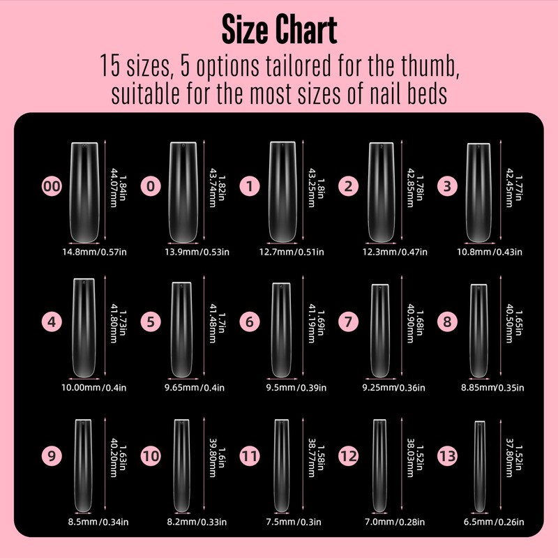 NOVO OVO Sculpted XXL Square Nail Tip for Curved Nails,