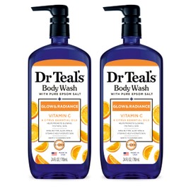 Dr Teal's Dr Teal's Body Wash with Pure Epsom Salt, Glow & Radiance with Vitamin C & Citrus Essential Oils, 24oz (Pack of 2)