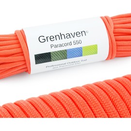 Grenhaven Tear-Proof Paracord 550 for Outdoor DIY Manual Braiding, Camping, Gardening, Universal Survival Rope with 7 Cords 100ft long, 250lbs Capacity, 4mm diameter, NOT SUITABLE FOR CLIMBING, red