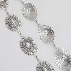 JASGOOD Women Boho Chain Belts for Jeans Dresses Western Silver Concho Waist Chain Belt for Women Adjustable Metal Cowgirl Belt,Silver,Fit Waist up to 36 inches