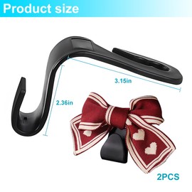 Mandark 2PCS Car Seat Headrest Hooks, Cute Bow Vehicle Hooks for Purses and Bags, Automotive Purse Hook Hanger Interior Decoration Accessories, Universal for SUV, Sedan, Truck (Red Line)