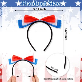 CIEHER 4th of July Bow Headband for Women Girls Red White and Blue Patriotic Hairband Independence Day Hair Accessories