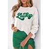 LEMAFER Women's 2024 St. Patrick's Day Sweater Green Sequin Lucky