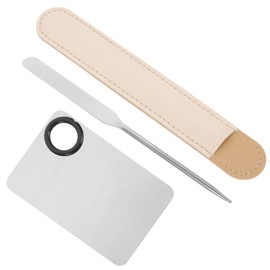 FRCOLOR Cosmetic Palette Tray Set with Stainless Steel Spatula for Nail Art and Makeup Durable Smooth Mixing Plate for Foundation Eye Shadow Lipstick Professional Beauty and Salon Use