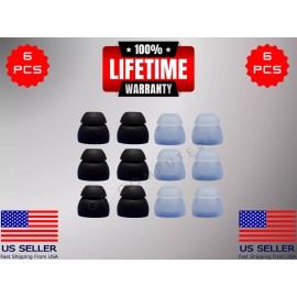 6 Silicone MED Double 2 Layer Tips Earbuds For Skullcandy Burton MOD Headphones - CLEAR