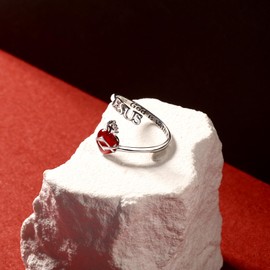 Sacred Heart of Jesus Ring - 925 Sterling Silver Jesus Open Ring God christian Jewelry Amulet Gifts for Men Women Christmas Easter