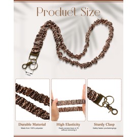 Geyoga Scrunchie Lanyards for ID Badges Keys Teacher Gift Lanyards Cute Stretchy Retractable Keychain Holder for Nurse Women(Leopard)