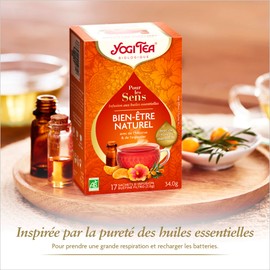 Yogi Tea - For the Senses, Natural Feeling, Organic Herbal Tea with Essential Oils, Naturally Caffeine-Free, Mandarin, Hibiscus, Sea Buckthorn, Yogi Tea Pack of 3, 3 x 17 Bags (51 Tea Bags Total)