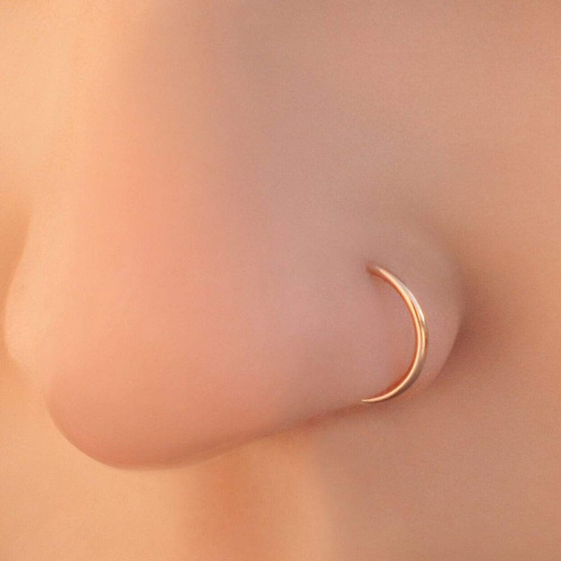 AZARIO LONDON 9ct Gold 0.4mm Seamless Continuous Nose Ring White