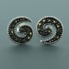 Touch Jewellery 925 Stirling Silver Swirl Stud Earrings With Marcasite