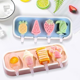 Popsicles Molds, Mini Popsicles Molds for Kids Baby Cute Shapes Silicone Popsicle Molds BPA Free Reusable Ice Cream Mold Popsicle Maker Homemade DIY Set (2Pcs Pineapple&Paws)