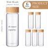 Zubebe 6 Pack Glass Bottle with Lids 16 oz Wide