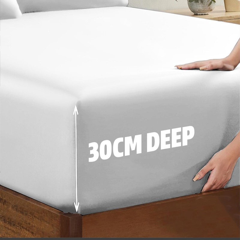 AL NOOR HOME Premium White Fitted Sheet - 100% Pure