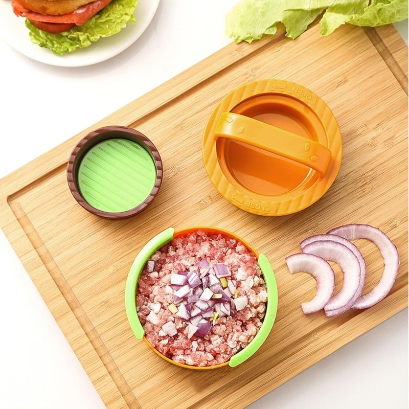 Prensa de Hamburguesas de Plástico, Molde Manual Redondo para Carne